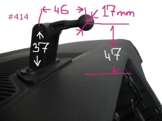 #414 kompatibel mit VW Up Skoda Citigo Seat Mii Ibiza Armaturenbrett Aufnahme Halterung mit Kugel 17mm, Bogen 46 mm